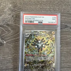 2024 Black Star Promo Surging Sparks Elite Trainer Box # 159 Magneton PSA 9 MINT - Image 5