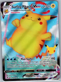 Surfing Pikachu VMAX 009/025 Celebrations - Pokemon Card - NM - Image 1