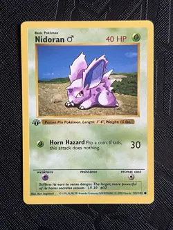 Pokemon TCG Nidoran (M) 55/102 1st Edition Base Set Shadowless (English) - LP - Image 3