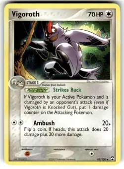 Pokemon TCG Vigoroth 41/108 EX Power Keepers Regular, Excellent VLP - Image 1