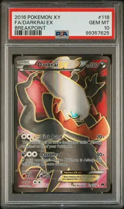 2016 POKEMON XY BREAKPOINT #118 FULL ART/DARKRAI EX PSA 10 - Image 1