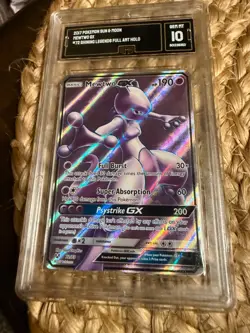 2017 POKEMON SUN & MOON FULL ART MEWTWO GX SHINING LEG 72/73 GMA GEM MINT 10 - Image 1