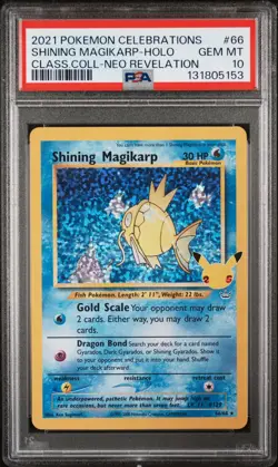 2021 POKEMON CELEBRATIONS CLASSIC COLL #66 SHINING MAGIKARP-HOLO PSA 10 - Image 1