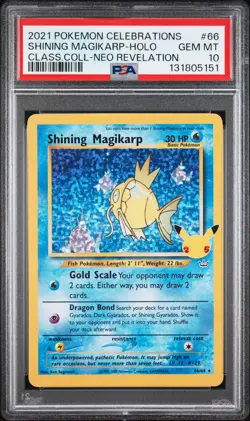 2021 POKEMON CELEBRATIONS CLASSIC COLL #66 SHINING MAGIKARP-HOLO PSA 10 - Image 1