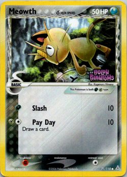 Moderately Played, English - 1 x Pokemon Meowth - 71/110 - Common - Reverse Holo - Image 1