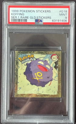 Pokemon Artbox Series 1 1999 Koffing Gold Sticker #G18 PSA 9 - Image 1