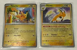 Pokemon TCG Paldean Fates Pikachu 018/091 Raichu 019/091 Reverse Holo MINT! - Image 1
