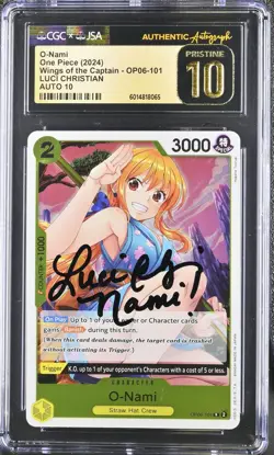 LUCI CHRISTIAN O-NAMI ONE PIECE SIGNED CARD CGC JSA RARE PRISTINE CARD AUTO 10 - Image 1