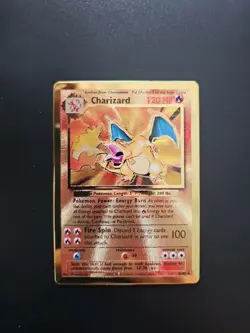 Pokemon Celebrations Gold Metal Charizard Card 4/102 Premium Collection - Image 1