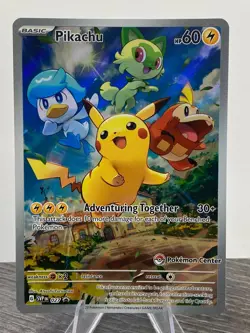 Pokemon Center Stamp Pikachu SVP027 Paldea Evolved Black Star Promo Card - Image 1
