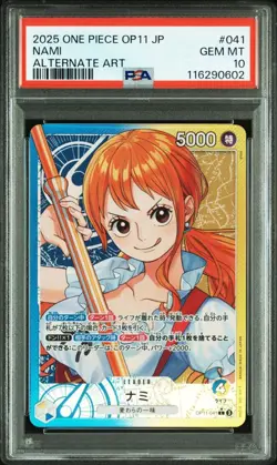 PSA 10 Nami L OP11-041 Parallel A Fist of Divine Speed ONE PIECE Card Japanese - Image 2