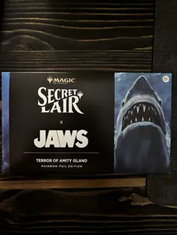 2025 MTG Secret Lair Jaws Terror of Amity Island Sealed Rainbow Foil Ed Box - Image 1