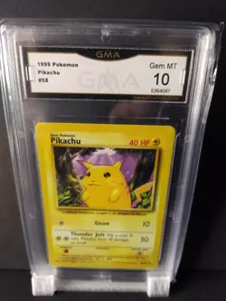 1999 Pokemon Base Set Pikachu #58 Yellow Cheeks WOTC GMA 10 GEM MINT - Image 1