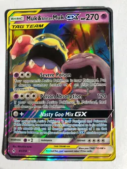 Pokemon TCG - Muk & Alolan Muk GX 61/214 Sm-Unbroken Bonds Holo - LP - Image 1