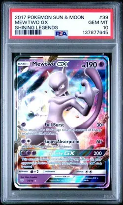 2017 Pokemon Sun & Moon Shining Legends Mewtwo GX #39 PSA 10 - Image 1