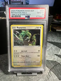 2024 POKEMON BLACK STAR PROMOS COSMOS HOLO SWSH029 RAYQUAZA PSA 10 - Image 1