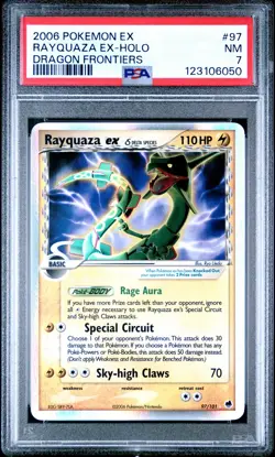 2006 POKEMON EX DRAGON FRONTIERS #97 RAYQUAZA EX-HOLO PSA 7 - Image 1