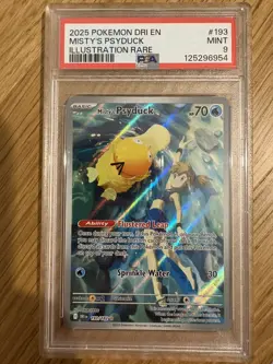 POKEMON 2025 EN-DESTINED RIVALS ILLUSTRATION RARE MISTY'S PSYDUCK 193/182 PSA 9 - Image 1