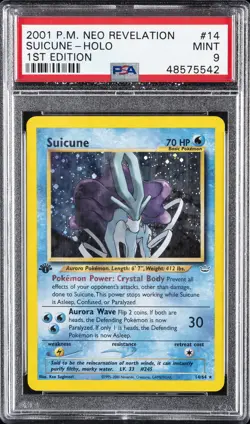 2001 POKEMON NEO REVELATION 1ST ED #14 SUICUNE-HOLO PSA 9 - Image 1