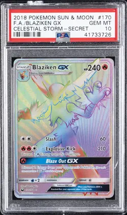 2018 POKEMON SUN & MOON CELESTIAL STORM SECRET #170 FULL ART/BLAZIKEN GX PSA 10 - Image 1