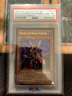 Yugioh Breaker The Magical Warrior MFC-071 1st PSA 8 NM MISCUT FULL HOLO BLEED - Image 1