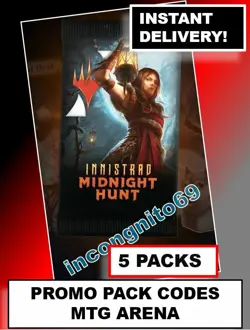 MAGIC MTG ARENA CODE CARD 5 Promo Pack Booster 5 CODES INNISTRAD MIDNIGHT MID - Image 1