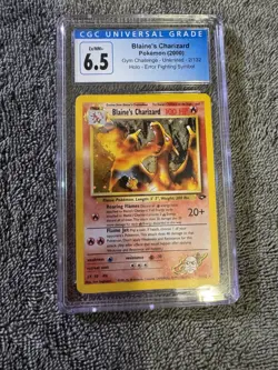Pokemon Card Blaine's Charizard Gym Challenge Holo Error CGC 6.5 2/132 - Image 1