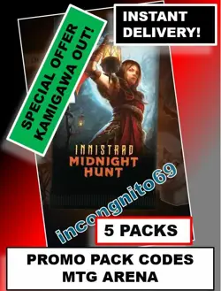 MTG ARENA CODE CARD 5 Promo Pack Booster (5 CODES) INNISTRAD MIDNIGHT KAMIGAWA! - Image 1