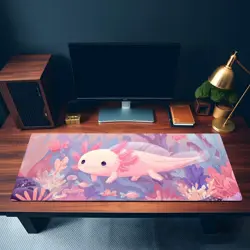 Kawaii Axolotl MTG Playmat - Pastel Cute Coral Fish EDH Mat - Image 3