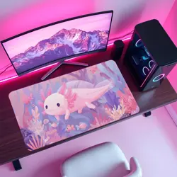 Kawaii Axolotl MTG Playmat - Pastel Cute Coral Fish EDH Mat - Image 4