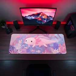 Kawaii Axolotl MTG Playmat - Pastel Cute Coral Fish EDH Mat - Image 5