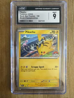 Pikachu SVP190 Pokemon TCG: Black Star Promo World Championships 2024 CGC 9 - Image 1