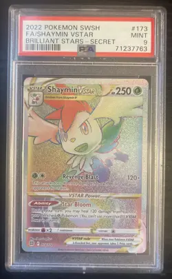 2022 POKEMON SWORD & SHIELD BRILLIANT STARS SECRET FULL ART/SHAYMIN VSTAR PSA 9 - Image 1