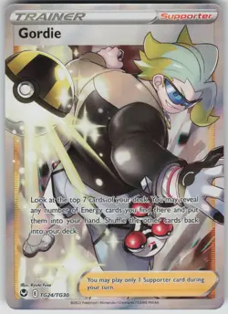 Pokemon TCG Gordie Ultra Rare SWSH12: Silver Tempest Trainer Gallery TG24/TG30 - Image 1