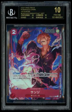2022 One Piece Romance Dawn JPN OP01013 Sanji BGS 10 BLACK LABEL - Image 1