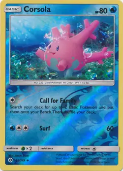 POKEMON CARD CORSOLA REVERSE HOLO 36/149 NO 222 CORAL POKEMON TCG CCG - Image 1