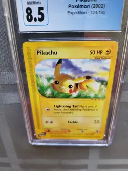 Graded Pokemon Card Pikachu 2002 Pokemon Expedition Set 124 /165 CGC 8.5 - D43 - Image 5