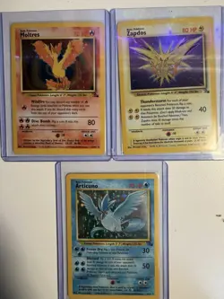 Pokemon Fossil Legendary Birds Articuno/Zapdos/Moltres Holo Card Set ALL MINT - Image 1