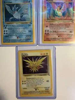 Pokemon Fossil Legendary Birds Articuno/Zapdos/Moltres Holo Card Set ALL MINT - Image 2