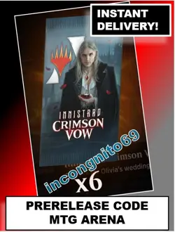 MAGIC MTG ARENA CODE CARD PRERELEASE 6 BOOSTER PACKS INNISTRAD CRIMSON VOW - Image 1
