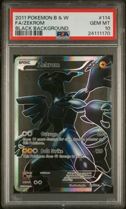 2011 POKEMON B&W BLACK BACKGROUND #114 FULL ART/ZEKROM PSA 10 - Image 1