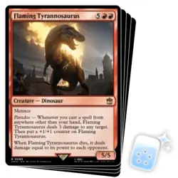 FLAMING TYRANNOSAURUS X4 Universes Beyond: Doctor Who Magic MTG MINT CARD - Image 1