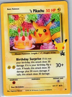 Birthday Pikachu 24 Celebrations: Classic Collection - Pokemon Card - NM - Image 1
