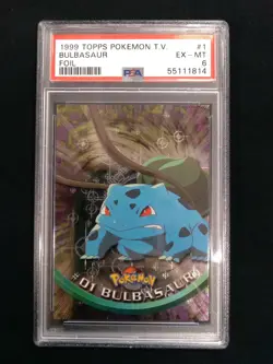 Graded PSA 6 BULBASAUR #1 FOIL 1999 Topps Pokemon T.V. EX - MT - Image 1