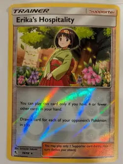 Erika's Hospitality 56/68 - Hidden Fates Pokemon Reverse Holo Foil Nice! - Image 1