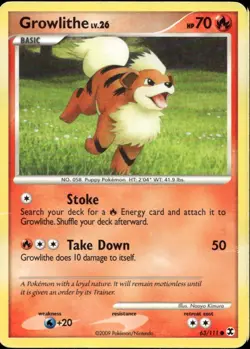 Growlithe 63/111 Common PT Rising Rivals Pokemon - Image 1