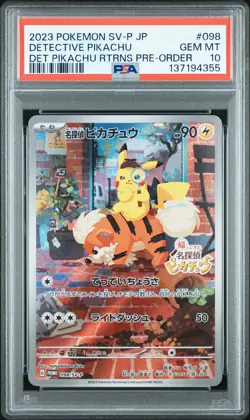 2023 POKEMON JPN SV-P PROMO #098 DETECTIVE PIKACHU PSA 10 - Image 1