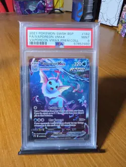 2021 POKEMON SWSH BLACK STAR PROMO #182 FULL ART/VAPOREON VMAX PSA 9 - Image 1
