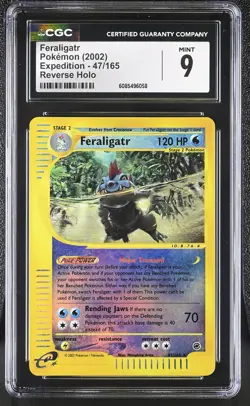 CGC 9 MINT Feraligatr 2002 Expedition 47/165 Reverse Holo Pokemon Card - Image 1