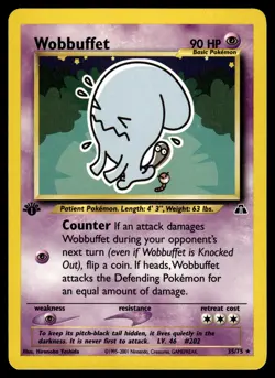 Wobbuffet 35/75 1st Edition Neo Discovery Pokemon - Image 1